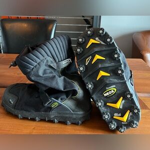 Neos Overshoes XL Black Round Toe High Top Waterproof Drawstring cleats snow NWT